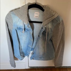 Light denim mixed media jacket